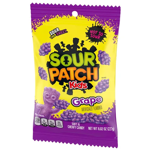 Miniatura 13 de SOUR PATCH KIDS Caramelos gomosos suaves y masticables de uva, caramelos a granel, bolsas de 12-8.02 onzas