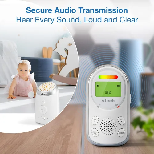 Miniatura 9 de VTech Monitor de audio digital para bebés con 2 unidades para padres, luz nocturna que brilla en el techo, hasta 1,000 pies de alcance, alerta