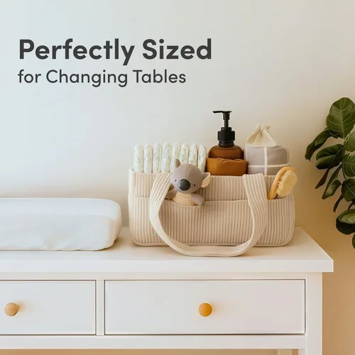 Miniatura 6 de PUTSKA Organizador de pañales para bebé para mesa de cambio – Elegante cesta de almacenamiento para guardería, artículos esenciales para recién