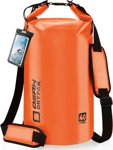 Miniatura 44 de Bolsa seca impermeable, 5L/10L/20L/30L/40L Mochila de almacenamiento ligera con funda para teléfono para mujeres y hombres, saco impermeable Gris