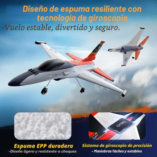 Miniatura 5 de DEERC Avión RC estilo F-16 (X-62A Vista), chorro de control remoto de 4 canales con estabilizador de giroscopio de 6 ejes EPP RTF Hobby Glider Avión