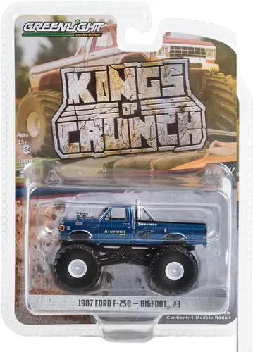 Miniatura 2 de 1987 F-250 Monster Truck Blue Metallic Bigfoot #3" "Kings of Crunch Series 13 1/64 Modelo de automóvil fundido a presión por Greenlight 49130D