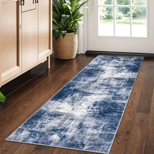 Miniatura 139 de IOHOUZE Alfombra pequeña abstracta de 2 x 3 pies, alfombra de entrada lavable para entrada interior, alfombras con respaldo de goma, alfombra gris