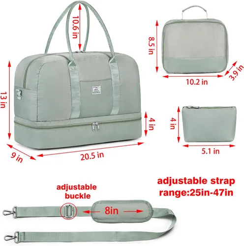 Miniatura 180 de IBFUN Bolsas de fin de semana para mujer, bolsa grande de lona para viaje, bolsa de viaje con compartimento para zapatos, 21 pulgadas, juego de 3