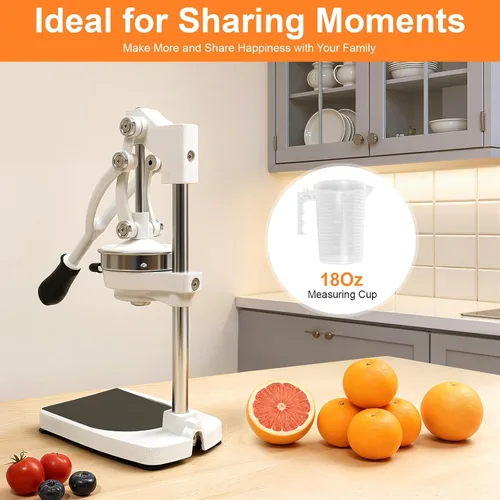 Miniatura 6 de Exprimidor de hierro fundido, exprimidor manual resistente con base estable, prensa comercial de cítricos para naranja, limón, lima, pomelo