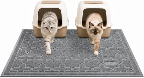 Miniatura 17 de Yimobra Tapete de arena para gatos, 24"x20" tapete con malla de bloqueo de arena, tapete suave para arena para gatos tapete atrapa arena, fácil