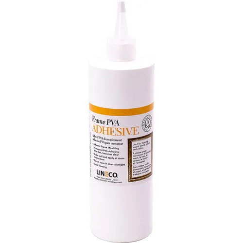 LINECO Adhesivo de PVA, pegamento para marcos de fotos, madera o MDF, se seca transparente y flexible, 16 onzas, ideal para enmarcar tableros de