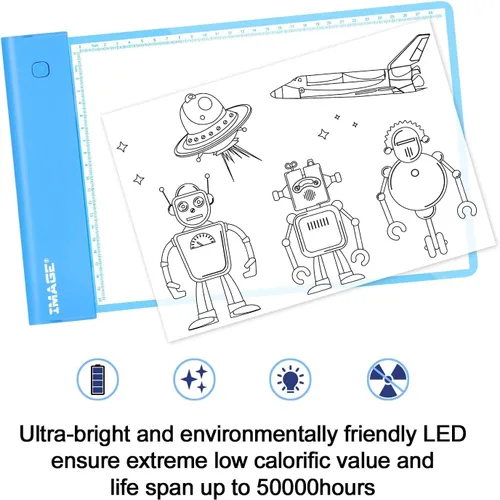 Miniatura 3 de IMAGE Almohadilla de trazado iluminada, tableta de dibujo azul, tablero para colorear para niños y niñas, regalo para niños y niñas