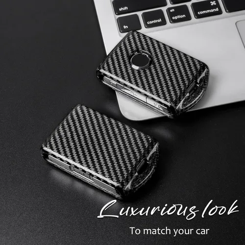Miniatura 5 de T-carbon Funda para llavero compatible con Volvo XC90, protector de fibra de vidrio real compatible con Volvo XC40 XC90 V90 Smart Key Case