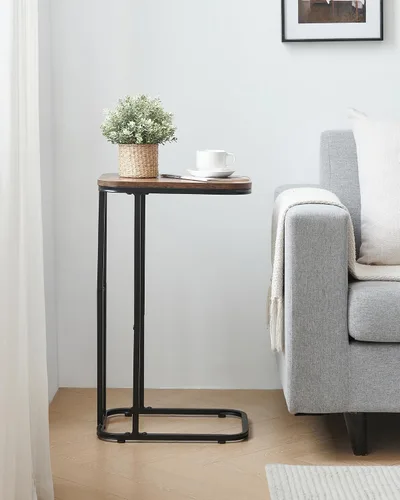 Miniatura 5 de KJGKK Juego de 2 mesas auxiliares en forma de C, mesa auxiliar pequeña de 26.6 pulgadas de alto para sofá, cama, mesa alta de bandeja de TV