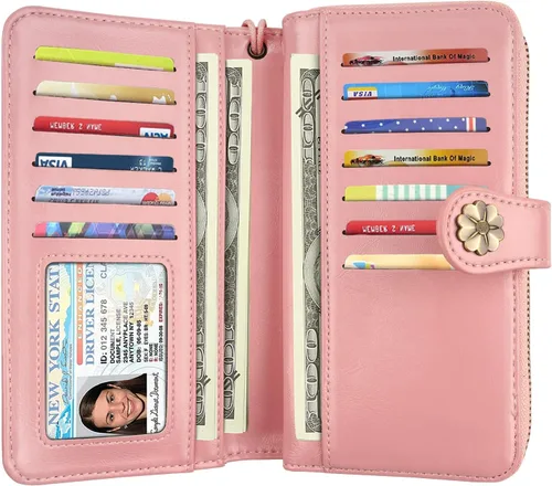 Miniatura 2 de Billeteras para mujer con múltiples tarjetero, cartera de embrague, tarjetero, organizador de tarjetas para mujer con correa para la muñeca