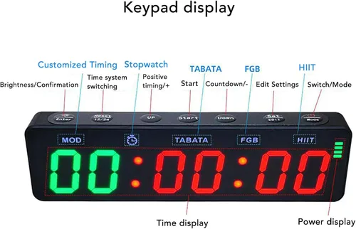 Miniatura 3 de lyrlody Temporizador de gimnasio, reloj de pared digital, cronómetro de cuenta regresiva, ejercicio de los años 20, ciclo de descanso de 10s