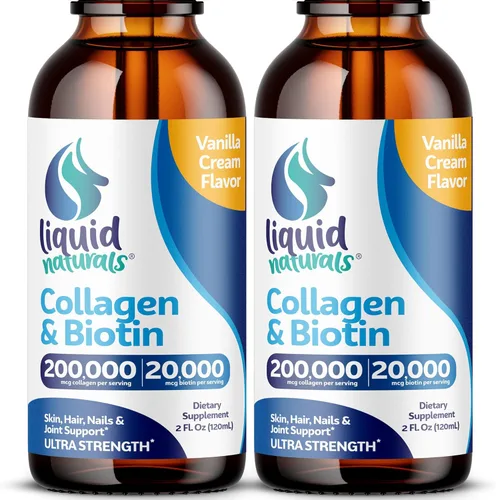 Miniatura 10 de Colágeno líquido y biotina, 2 onzas líquidas, péptidos de colágeno ultra resistentes para mujeres, biotina probada por terceros para el crecimiento