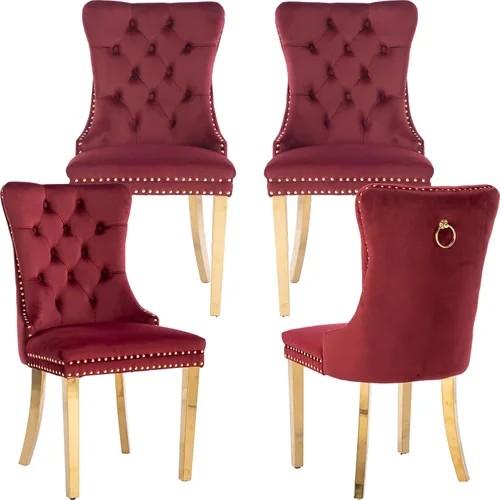 Miniatura 25 de Juego de 2 sillas de comedor modernas de mediados de siglo, sillas de cocina tapizadas de terciopelo beige, sillas de cocina y comedor, patas