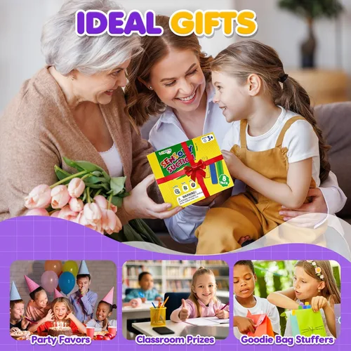Miniatura 6 de Juguetes sensoriales para niños y adultos: paquete de 8 juguetes de succión texturizados para niños con autismo, calmantes - pegatinas sensoriales
