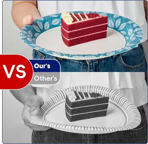Miniatura 6 de JOLLY CHEF - Platos de papel desechables de 10 pulgadas, paquete de 140 unidades, platos de papel impresos resistentes para uso diario, a prueba