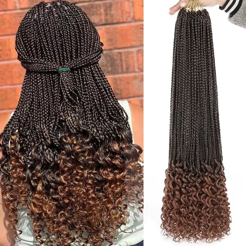 Miniatura 18 de XTREND 10 Pulgadas 6 Paquetes Trenzas de Caja de Ganchillo Cabello Pre-anudado Sin Nudos Bobo Trenzas de Caja 3X Extensiones de Cabello Trenzado 1b#