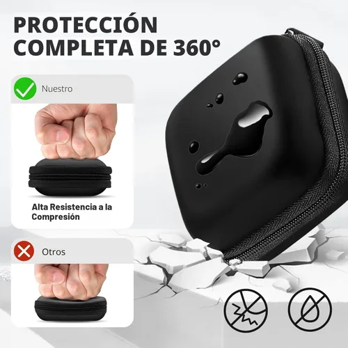 Miniatura 2 de Estuche cuadrado para auriculares, bolsa de almacenamiento portátil de EVA, organizador de accesorios para teléfono celular con mosquetón