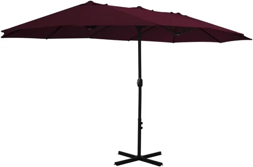 Miniatura 5 de vidaXL Sombrilla de jardín con doble parte superior y base cruzada para patio al aire libre Bordeaux Rojo
