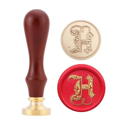 Miniatura 13 de Yoption Sello de cera del alfabeto gótico vintage, sello de cera, sello de cera para tarjeta de Acción de Gracias, sobre, envoltura de regalos