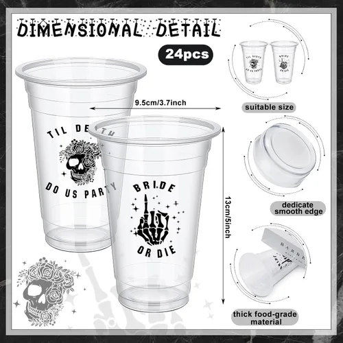 Miniatura 2 de Norme 24 vasos de plástico transparente de 17 onzas para despedida de soltera Till Death Do Us, decoraciones de despedida de soltera, vasos