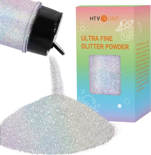 Miniatura 25 de HTVRONT Polvo de Purpurina Fina Holográfica - 200g/7oz Purpurina Turquesa para Manualidades, Purpurina Ultrafina No Tóxica para Uñas, Vasos