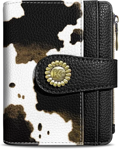 Miniatura 37 de Kelvoris Cartera pequeña Rfid para mujer, plegable, con cremallera, bolsillo para monedas, piel sintética, compacto, para tarjetas de crédito