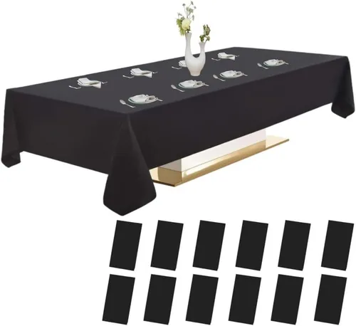 Miniatura 17 de Urby Paquete de 12 manteles rectangulares de plástico, con asientos para 4-6 personas, mantel desechable resistente y empaquetado individualmente