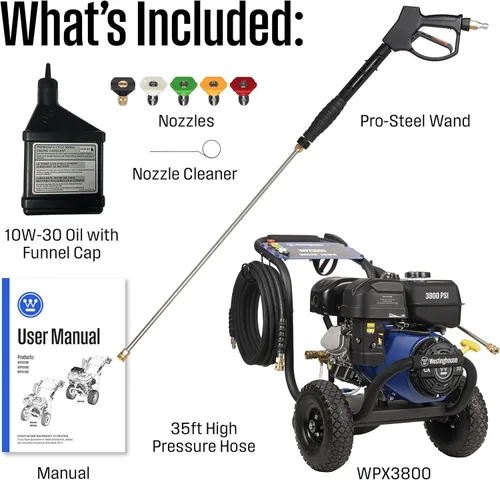 Miniatura 6 de Lavadora a presión alimentada por gas Westinghouse WPX3800, de 3,800 PSI y 3.6 GPM máx., tanque de jabón a bordo, pistola de pulverización