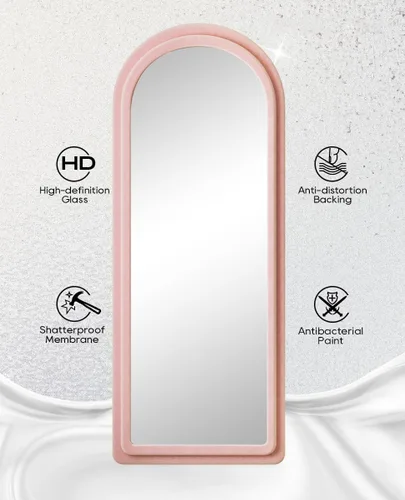 Miniatura 8 de Espejo de Piso, Espejo de Cuerpo Entero con Soporte, 63"x24" Espejo Arqueado Independiente de Cuerpo Entero para Colgar o Apoyar, Espejos de Pared