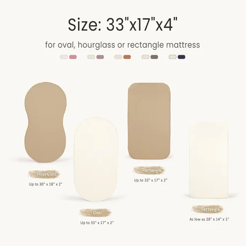 Miniatura 130 de lulumoon Sábanas de muselina para moisés para bebé: sábanas ajustables suaves para moisés de cabecera para niños y niñas Oliva y Crema