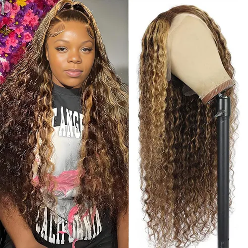 Miniatura 58 de Peluca de cabello humano con encaje frontal 99j borgoña ondulada profunda, 13x4, peluca frontal prearrancada, densidad del 180%, peluca rizada