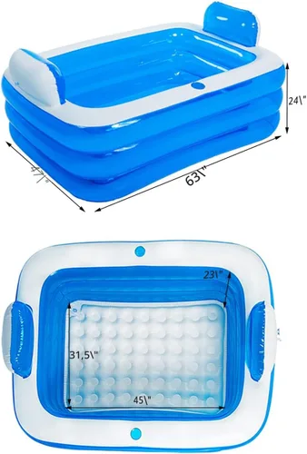 Miniatura 5 de Bañera inflable para adultos para 2 personas, bañera inflable independiente con función portátil plegable para spa para adultos, piscina plegable