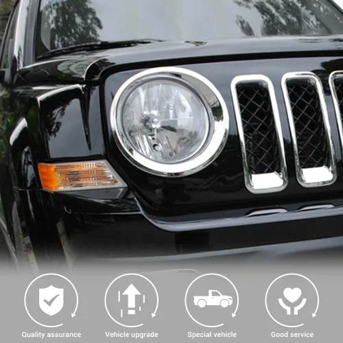 Miniatura 4 de Jimen Compatible con Jeep Patriot 2011-2016, biseles para faros delanteros (cromado)