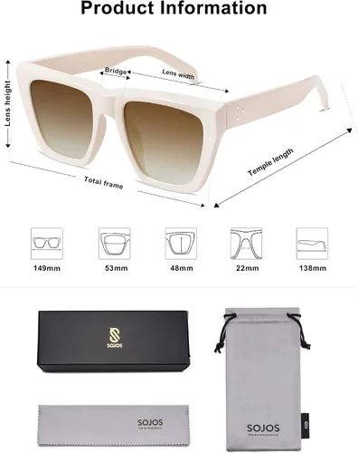Miniatura 41 de SOJOS Fashion Oversized Square Cat Eye Polarized Sunglasses for Women Trendy Cateye Style Womens Sunglasses SJ2179