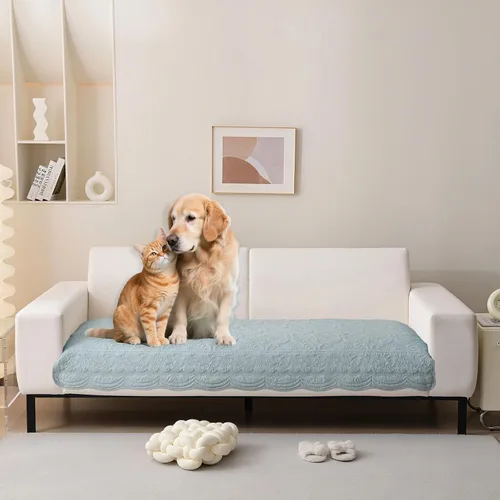 Miniatura 11 de HANDONTIME Funda de sofá de algodón suave apta para mascotas, elegante funda de sofá para mascotas con bordado, protector de sofá para perros