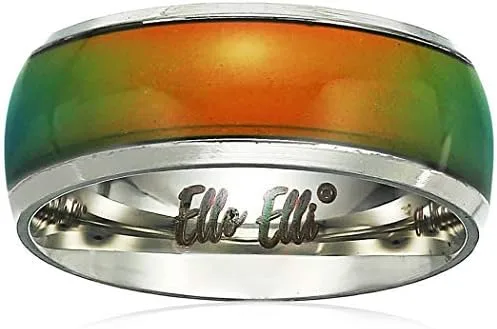 Miniatura 3 de Ello Elli Anillo de acero inoxidable con ajuste cómodo de 0.315 in que cambia de estado de ánimo tono platanegro