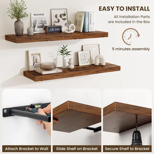 Miniatura 7 de Estantes flotantes de 48 pulgadas para pared, estante de chimenea de 10 pulgadas de profundidad, estantes flotantes de madera para pared, estantes
