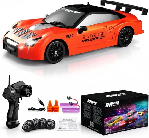 Miniatura 16 de Auto de control remoto RC Drift Car 2.4GHz escala 1:24 4WD 15KM/H Modelo de vehículo de alta velocidad con luces LED Neumático de Derrape Coche