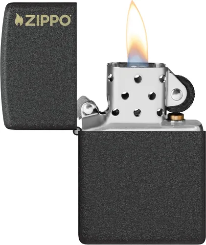 Miniatura 3 de Zippo Encendedor de Bolsillo Clásico con Logo Agrietado Negro