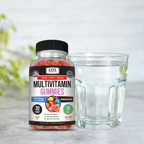Miniatura 6 de Kaya Naturals Gomitas multivitamínicas para adultos, biotina, vitamina A, B-12, C y E, incluyendo zinc, ácido fólico, sabor a fresa - Multivitaminas