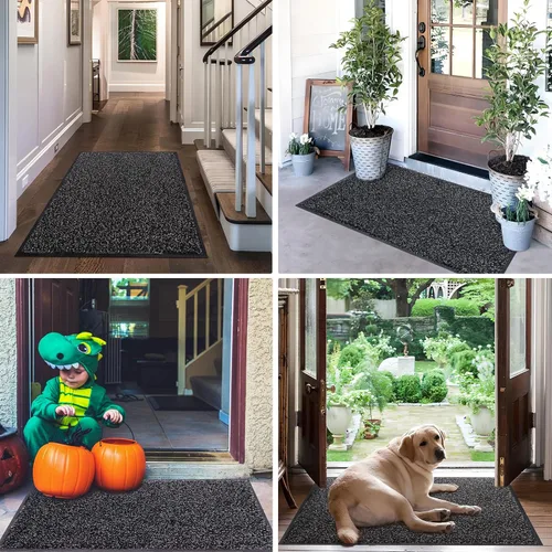 Miniatura 8 de Mibao Tapete para puerta delantera, atrapador de suciedad, tapete de bienvenida para interiores y exteriores, antideslizante, impermeable, duradero