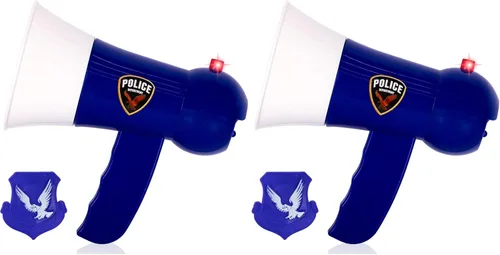 ArtCreativity Juguete de megáfono de policía para niños, megáfono de juguete con placa de policía, modo sirena con luces intermitentes, juguetes de