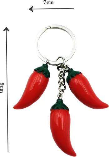 Miniatura 2 de Llavero de chile rojo con colgante de vegetales, llavero de pimienta