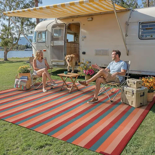 Miniatura 41 de PureCozy Alfombra de paja de plástico para exteriores, color negro, beige, grande, impermeable, para patio, 5 x 8 pulgadas, geométrica, reversible