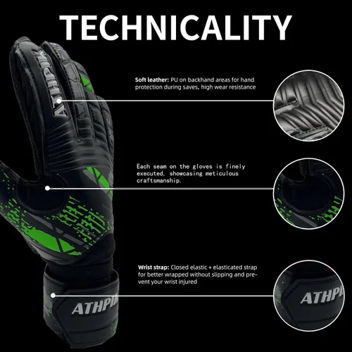 Miniatura 3 de Guantes de portero con protección de dedos profesionales, agarre fuerte para los salvamentos más duros, protección para prevenir lesiones