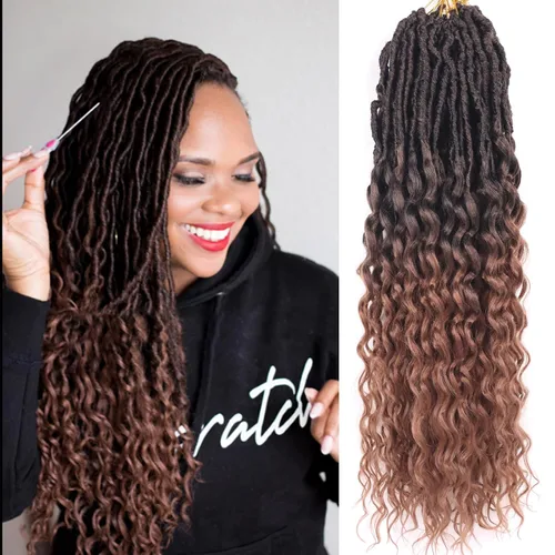 Miniatura 34 de Cabello de ganchillo para mujeres negras Goddess Locs de 14 pulgadas 8 paquetes 613 Locs falsos suaves preenganchados trenzas de ganchillo cabello