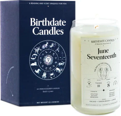 Miniatura 190 de Velas con fecha de nacimiento, 28 de octubre, velas perfumadas del zodiaco de Escorpio, regalo de cumpleaños, aroma a bergamota, canela y caoba