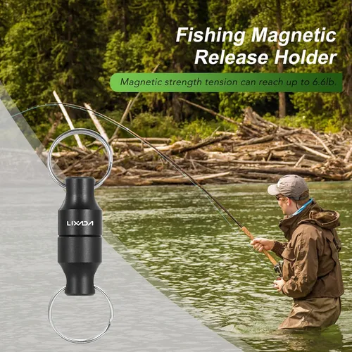 Miniatura 5 de LIXADA Soporte de liberación de red magnética para pesca Zinger Retractores de red de pesca con mosca, clip magnético, conector de red de aterrizaje