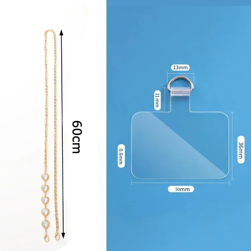 Miniatura 3 de Cadena cruzada para teléfono Cordón para teléfono celular, Correa universal de cuero + metal para el hombro con parches de sujeción para teléfono (F)